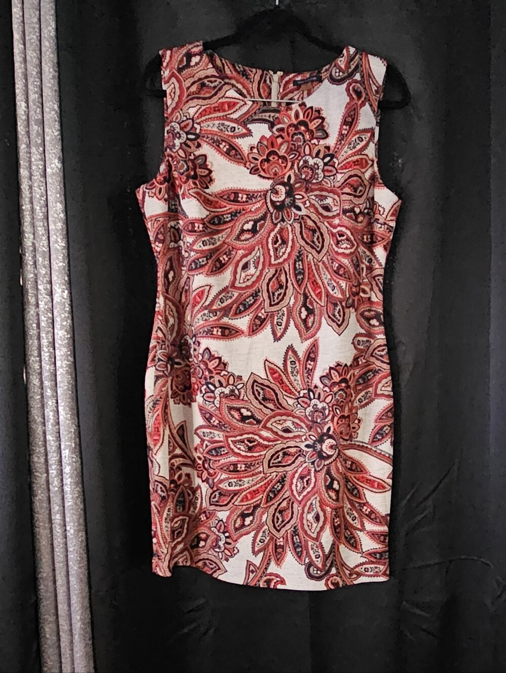 Tommy Hilfiger Red Paisley-Print Sleeveless Sheath Dress